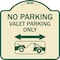 Signmission No Parking Valet Parking Only Heavy-Gauge Aluminum Architectural Sign, 18" x 18", TG-1818-23646 A-DES-TG-1818-23646 - alternate 1